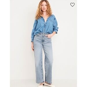 Old Navy Sky High Wide Leg Jeans Womens Size 14 Light Wash Extra High Rise NWT